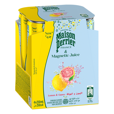 Maison Perrier MAISON PERRIER MAGNETIC JUICE Lemon & Guava Sparkling Beverage Can 24 x 250ml | METAGROUP Limited