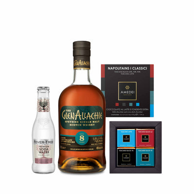 $800 Gift Set - GlenAllachie 8 Year Old + Fever Tree Soda Water + AMEDEI SELEZIONI I Classic (12pcs)