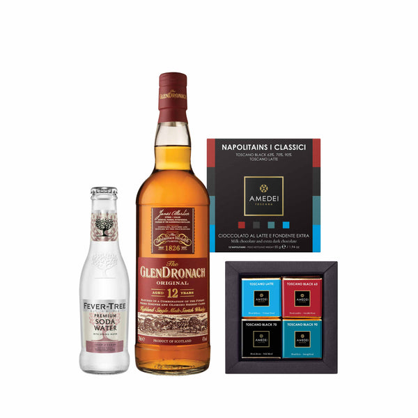 $800 Gift Set - The Glendronach Original Aged 12 Years+ Fever Tree Soda Water + AMEDEI SELEZIONI I Classic (12pcs)