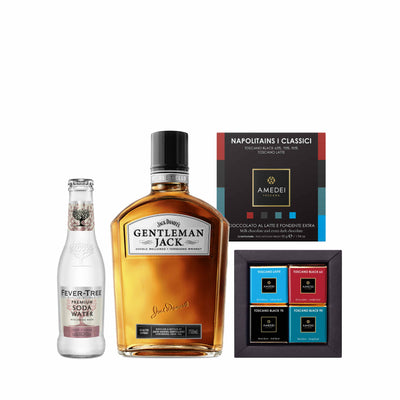 $800 Gift Set - Jack Daniel’s Gentleman Jack Whiskey + Fever Tree Soda Water + AMEDEI SELEZIONI - I Classic (12pcs)