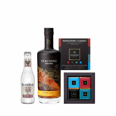 $800 Gift Set - Stauning Rye Whisky+ Fever Tree Soda Water + AMEDEI SELEZIONI I Classic (12pcs)