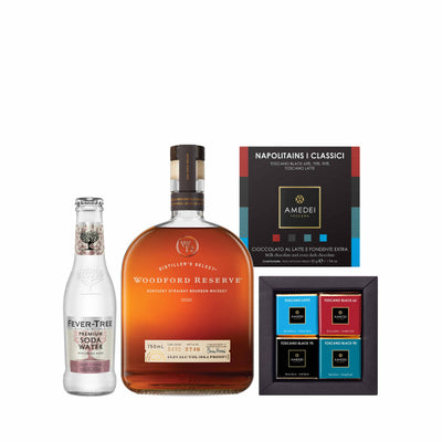 $800 Gift Set - Woodford Reserve Bourbon+ Fever Tree Soda Water + AMEDEI SELEZIONI I Classic (12pcs)