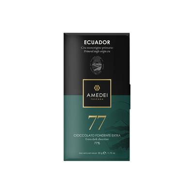 NEW - Amedei CRU Ecuador Single Origin - Extra Dark Chocolate Bar 77%